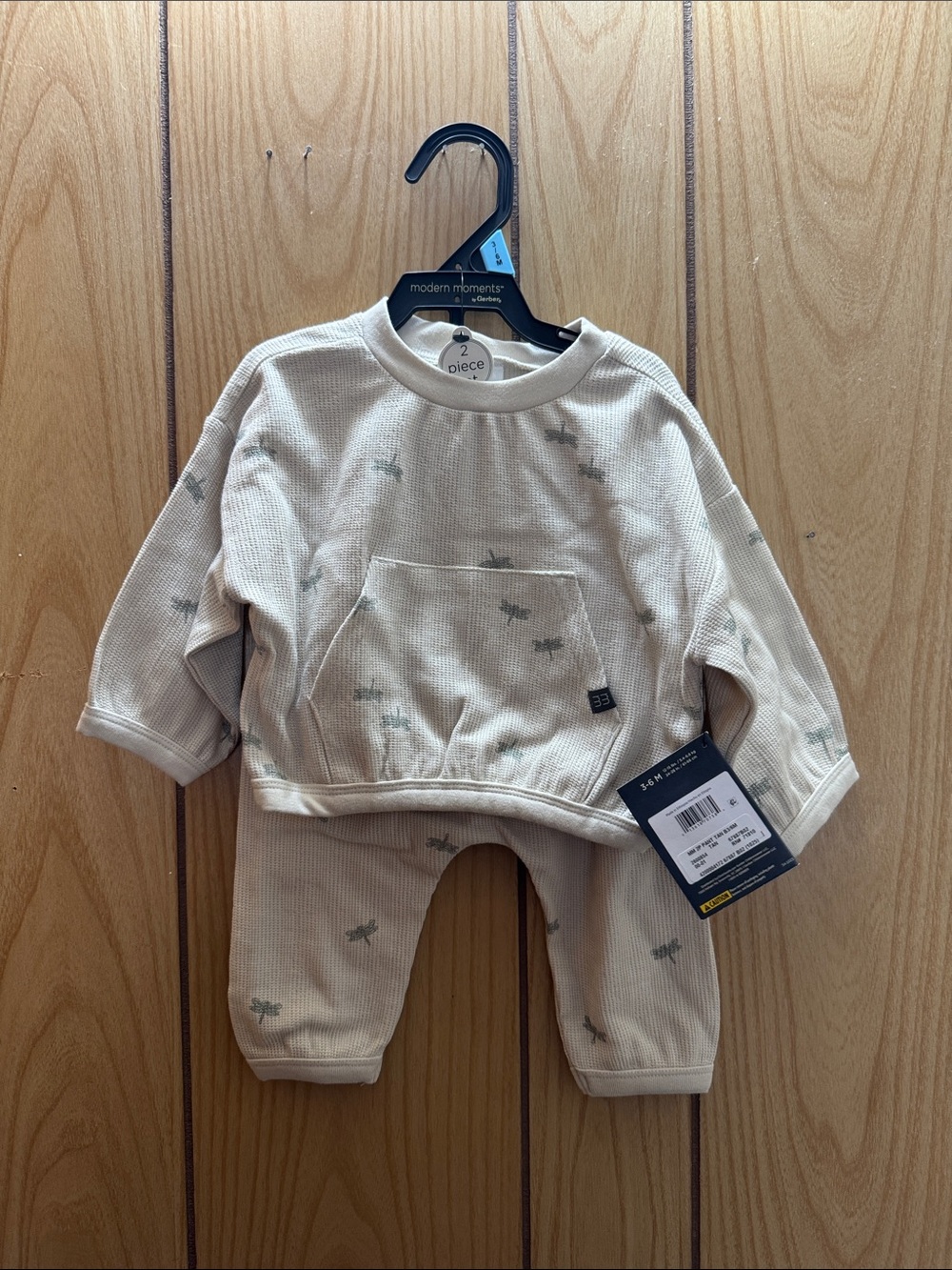 Gerber Cream Waffle Knit‎ Two-Piece Set with Dragonfly Accents